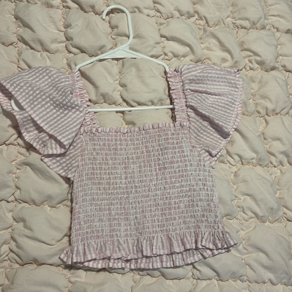 BB DAKOTA/ Steve Madden pink ruffle top